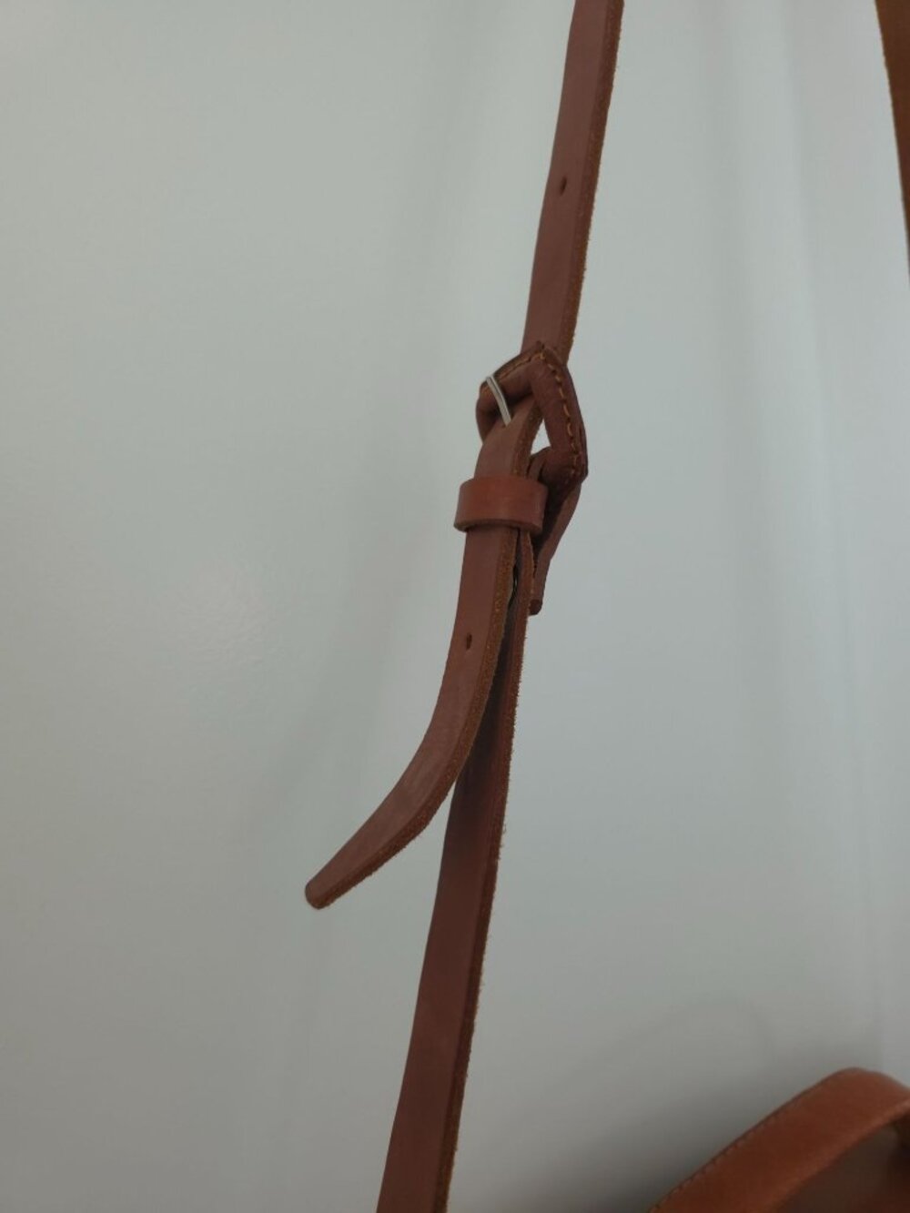 Mexican Handmade Brown Leather Crossbody Satchel Bag w/ Colorful Woven Accent - Picture 8 of 8